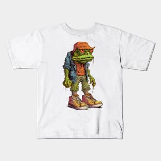 Mr. Frog, frog illustration, toad, amphibi man Kids T-Shirt